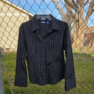 DC Women's Black and White Pinstripe Shirt